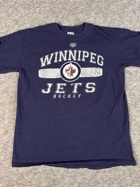 Winnipeg Jets NHL Old Time Hockey OTH M&O Knits Blue T-Shirt Medium